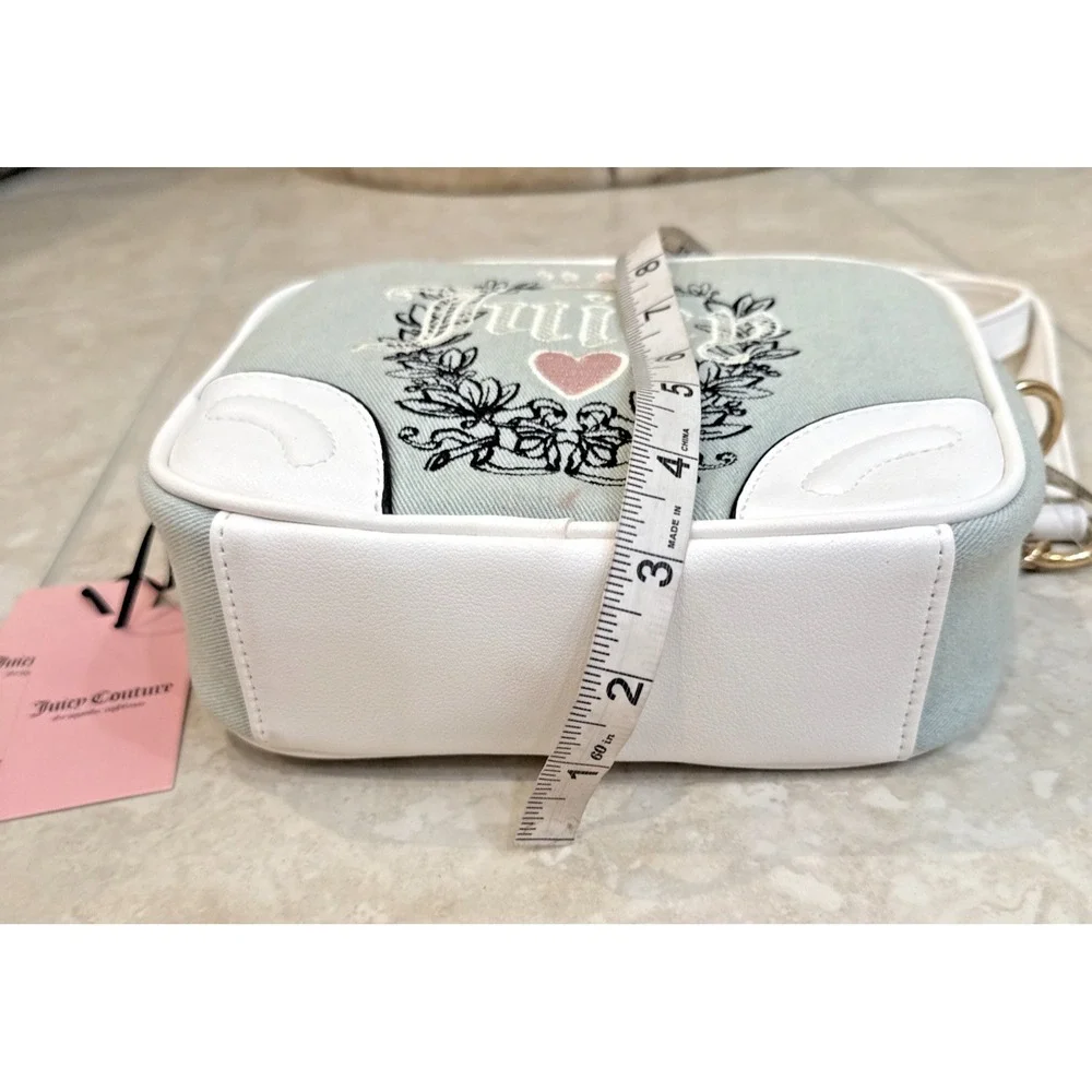 NWT Juicy Couture Light Blue Washed Denim Heritage Crossbody Camera Bag Purse